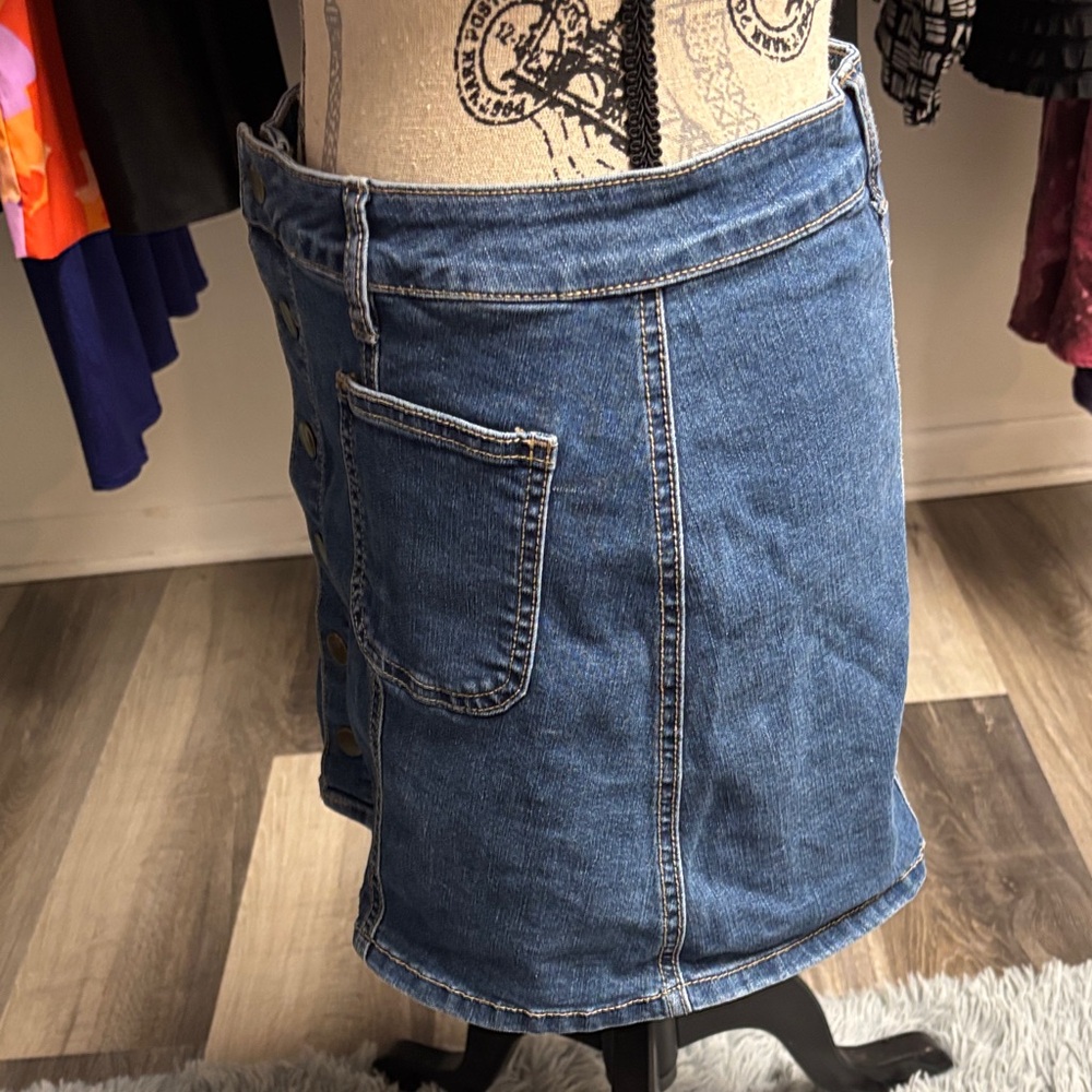 Altar'd State Denim Button-Front Mini Skirt - Picture 5 of 15
